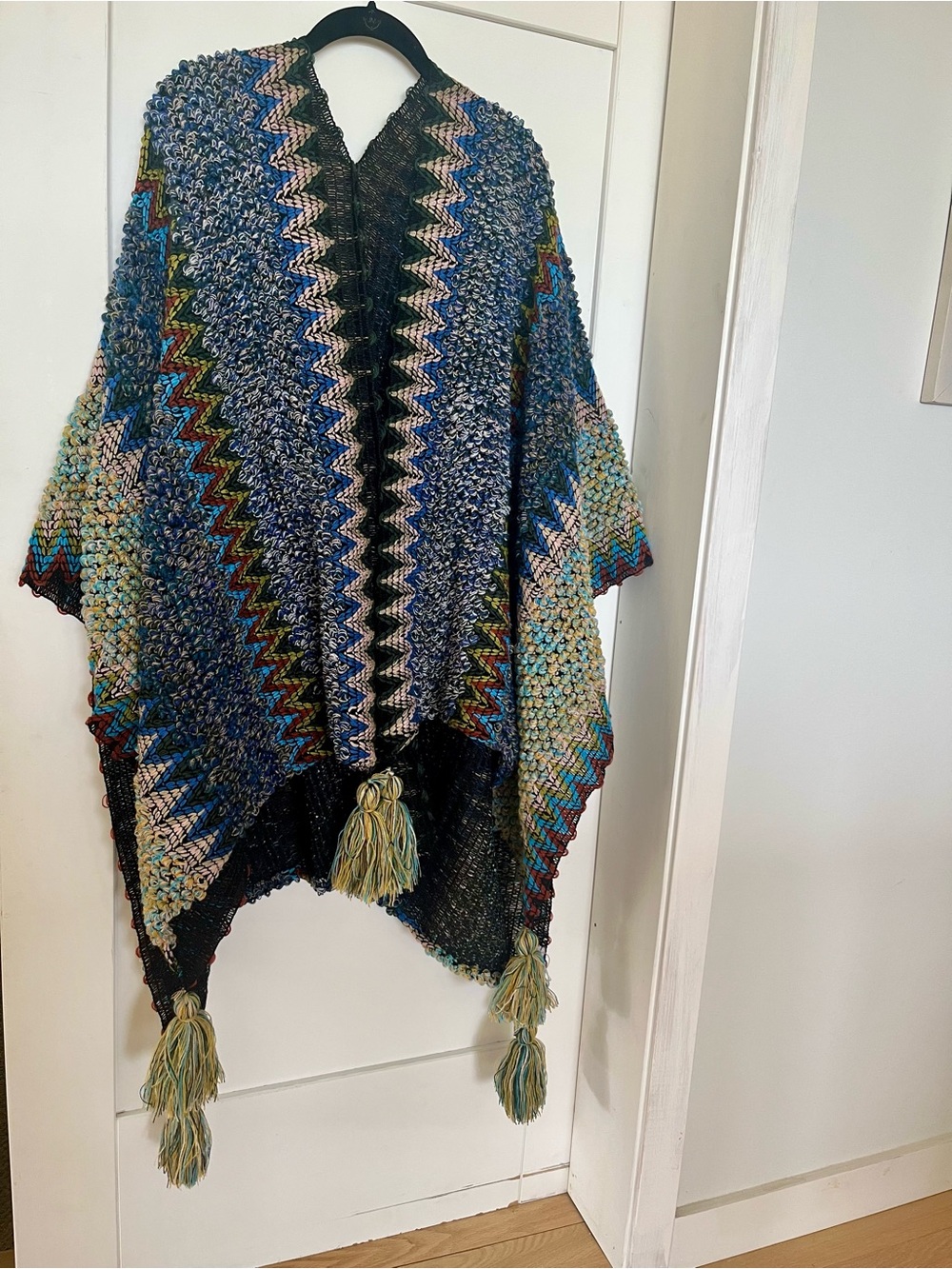 Three Bird Nest Desert Dreams Crochet Ruana in Cobalt